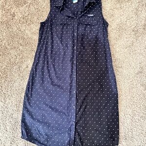 Columbia PFG Womens Navy Blue White Polka Dot Sleevelss Shift Dress Size Medium